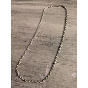 Silver Rope Chain Necklace 20 Inch Twisted Link Jewelry